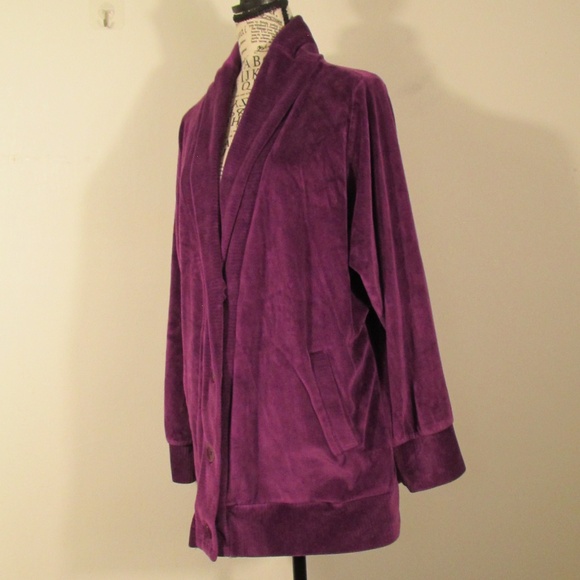 Purple Women's Cozy Button Down Cardigan - Picture 4 of 5